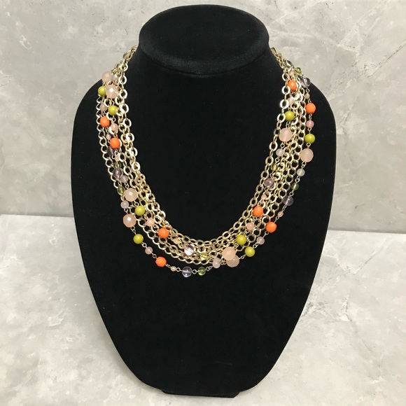 Multimedia Gold Chain/Beaded Necklace & Bracelet - Picture 2 of 6